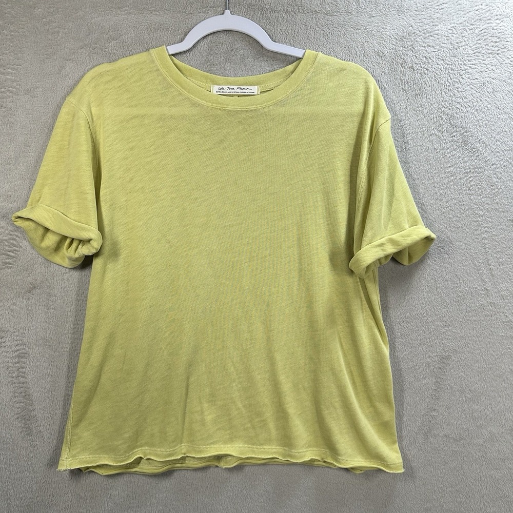 Free People Cassidy Knit Top Womens Extra Small XS Yellow Short Sleeve‎ OB933512